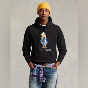 Polo Ralph Lauren Cowboy Bear Fleece Hoody, Black - XXL